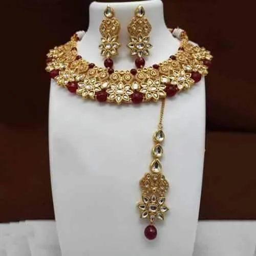 Kundan Flower Beads Necklace Set