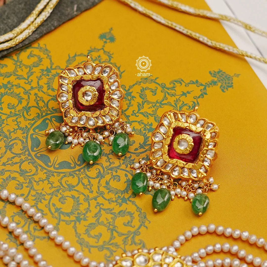 Kundan Gold Polish Silver Choker Set