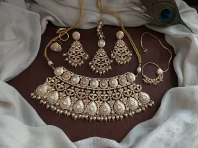 Kundan Pastel Bridal Choker Set with Meenakari work ~ Mint, Baby Pink, and Ivory