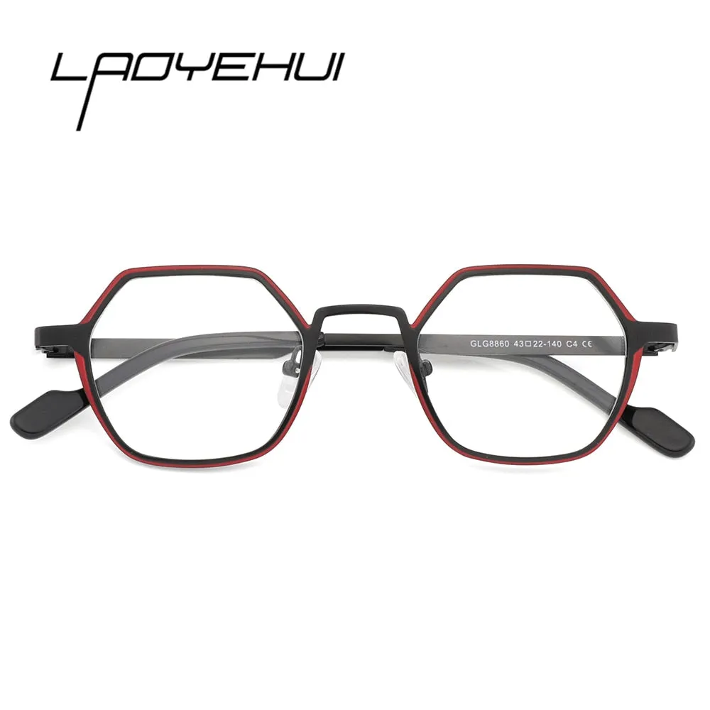 Laoyehui Unisex Full Rim Polygon Round Alloy Myopic Reading Glasses Glg8860c