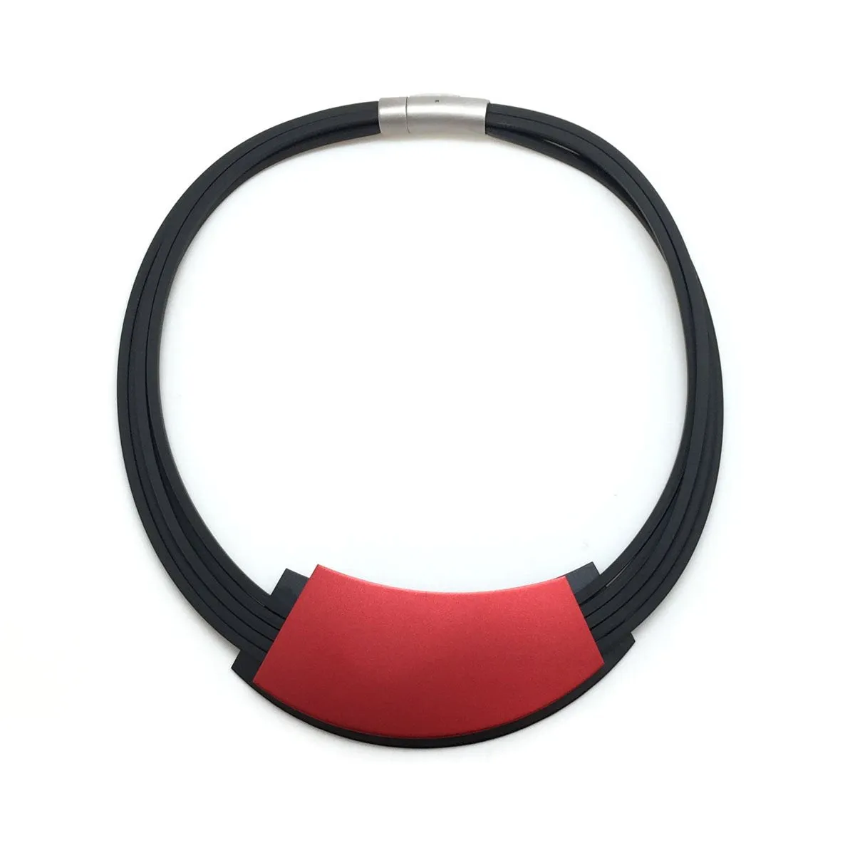 Large Red/Black Geometric Pendant Necklace