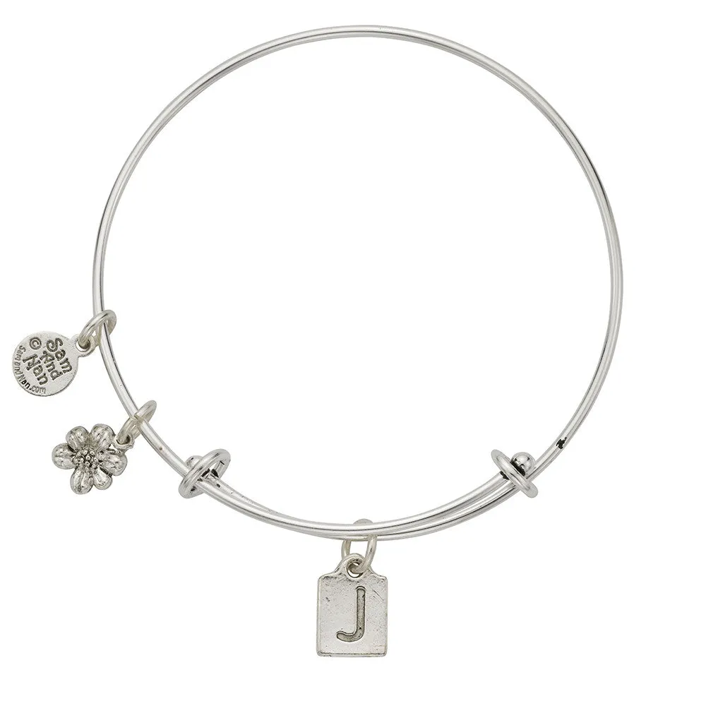 Letter J Charm Bangle Bracelet