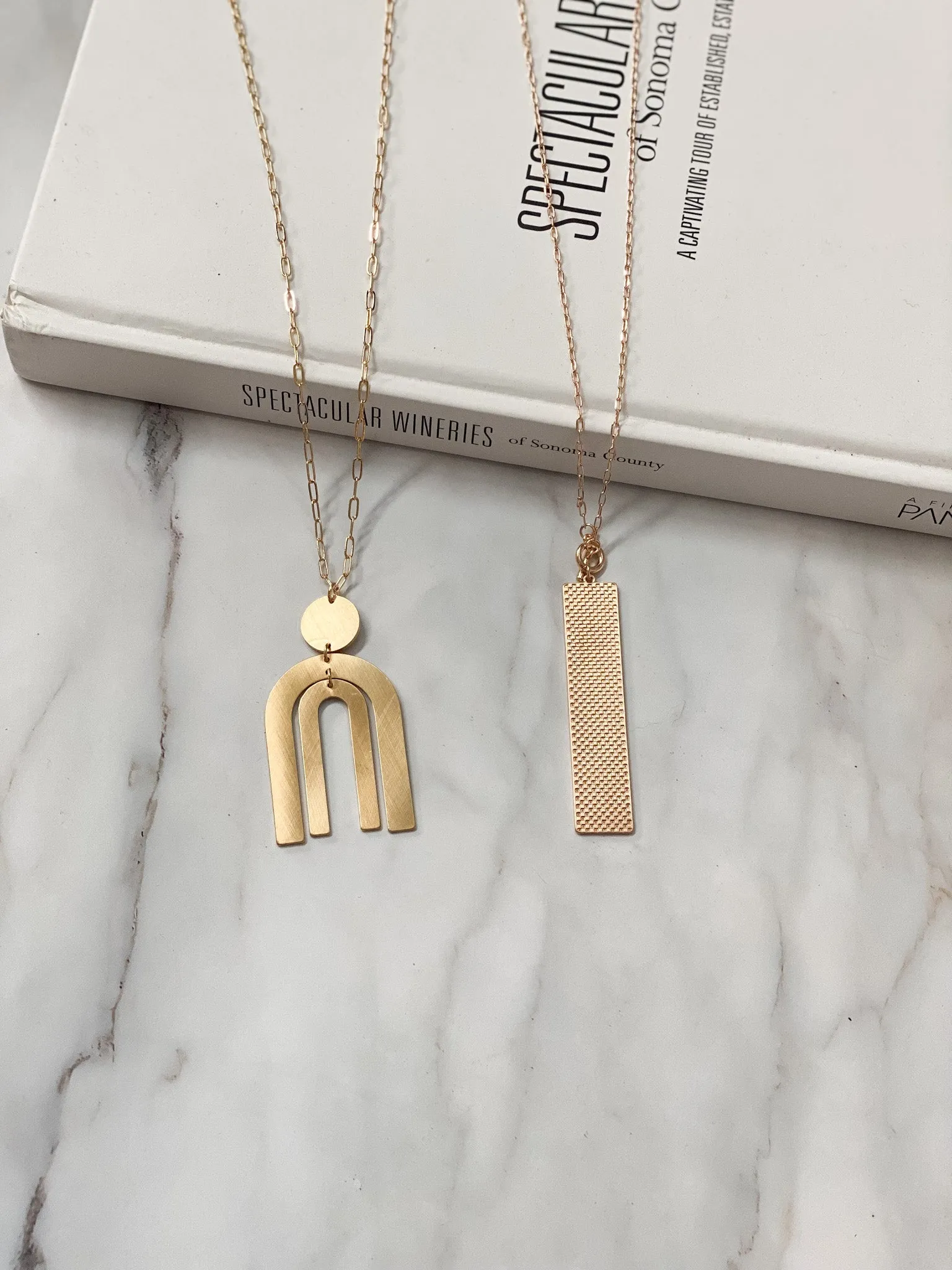 Long Textured Bar Necklace