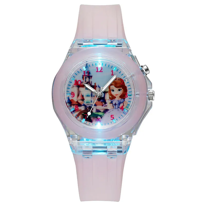 Luminous Glow Student Children Watch Cute Cartoon Silicone LED Watch Watch