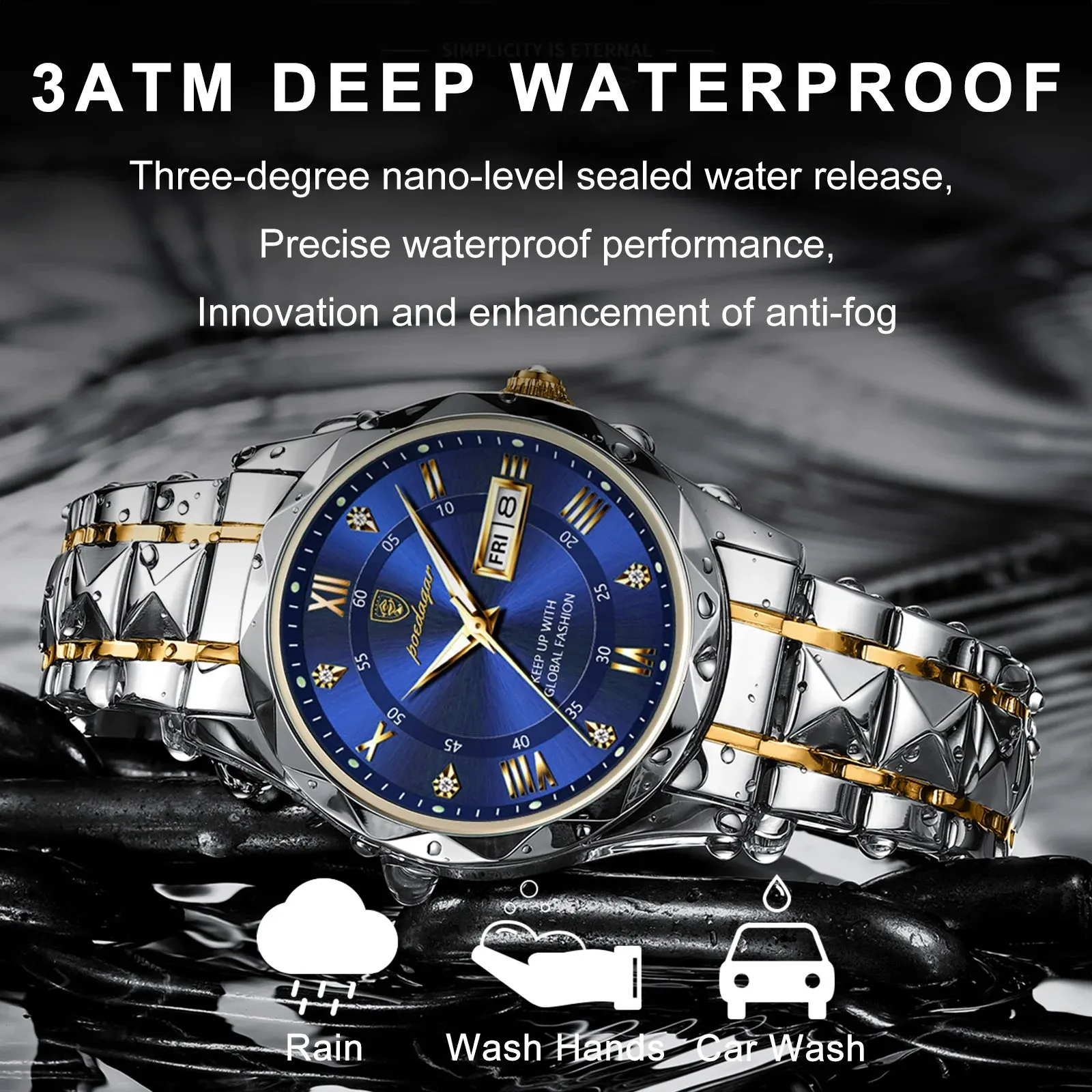 Luxury Waterproof Poedagar Wristwatch – Stylish & Durable