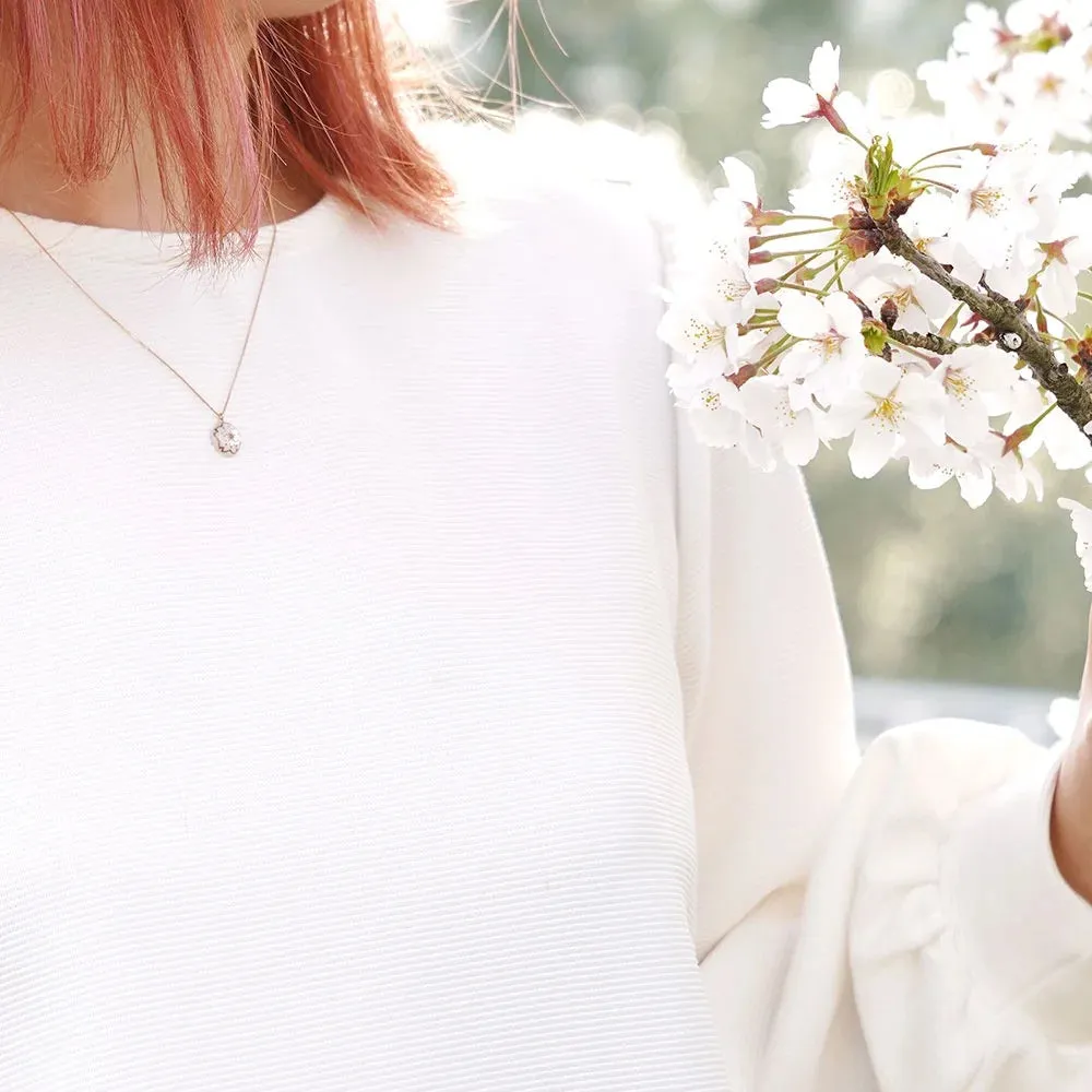 Maki-e Urushi Lacquer Pendant Necklace - White South Sea Pearl Shell / Cherry Blossom -, Traditional Japanese Urushi Lacquer Jewelry