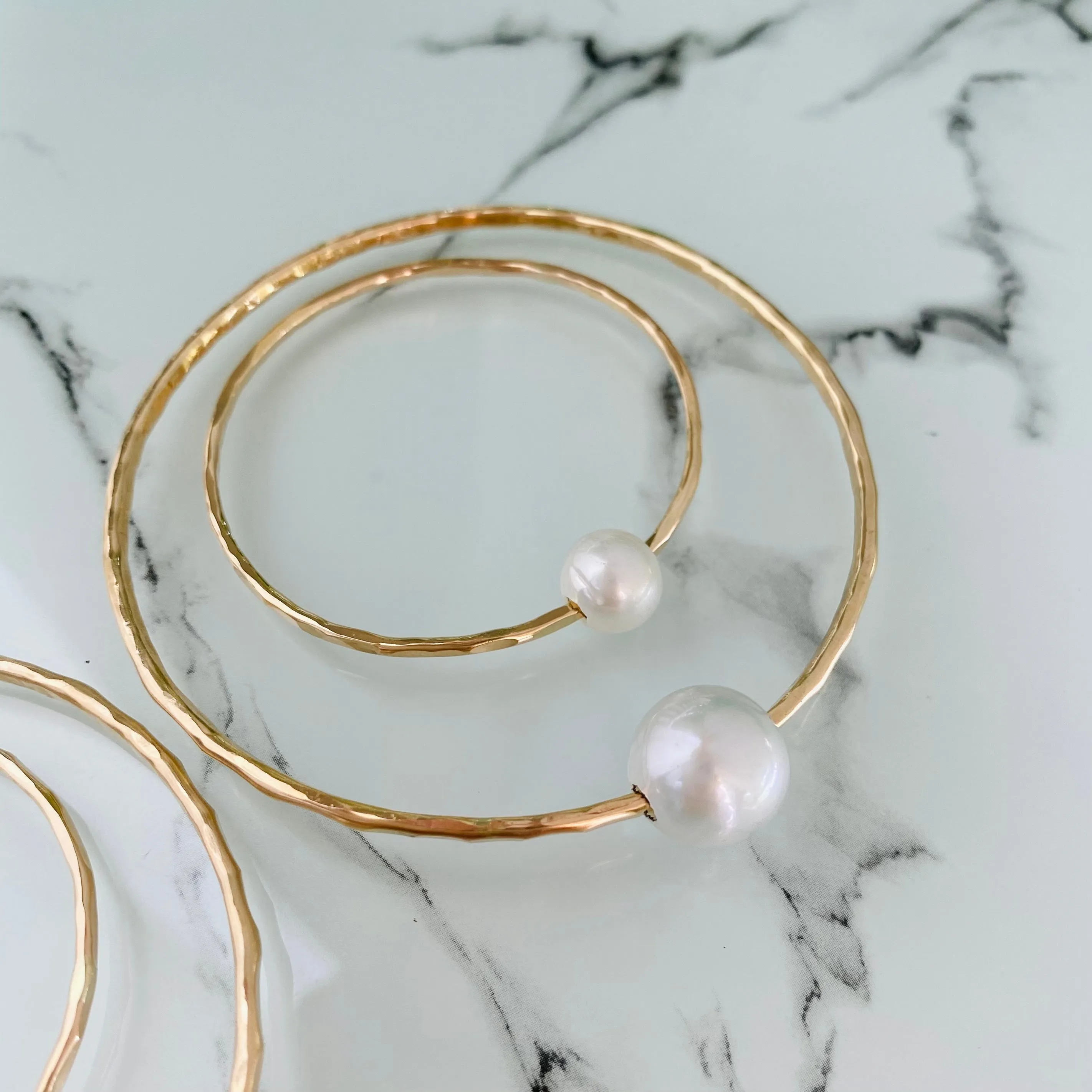 Mama & Me White Pearl Bangle Set