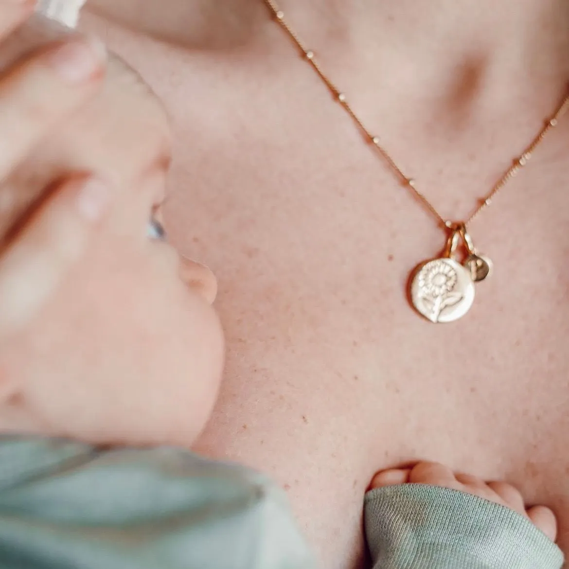 Marigold Initial Necklace - October Flower