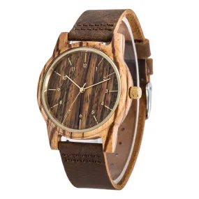 Men's Chic Leather Strap Lightweight Wooden Watch