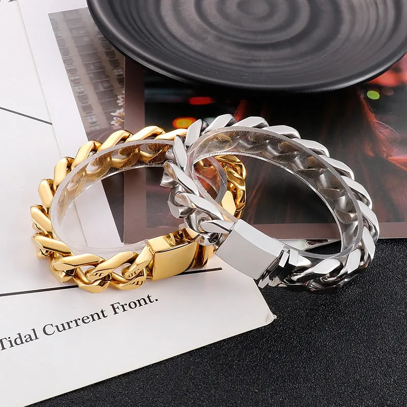 Men's Cuban Chain Bracelet - European and American Style Colorful Titanium Steel Accessory