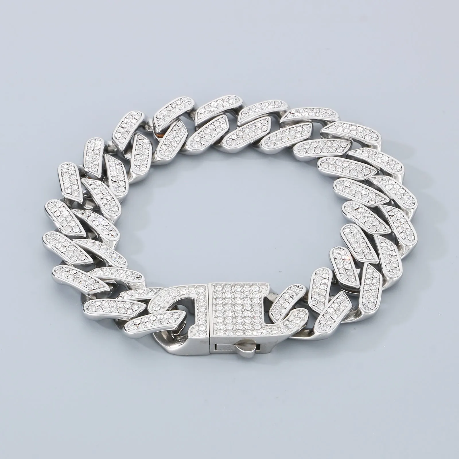 Men's Gold Titanium Stainless Steel Cuban Link Bracelet with Crystal Embellishments - Durable and Stylish