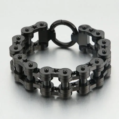 Men's Personalized Titanium Steel Star Bracelet - Rock Bike Chain Design