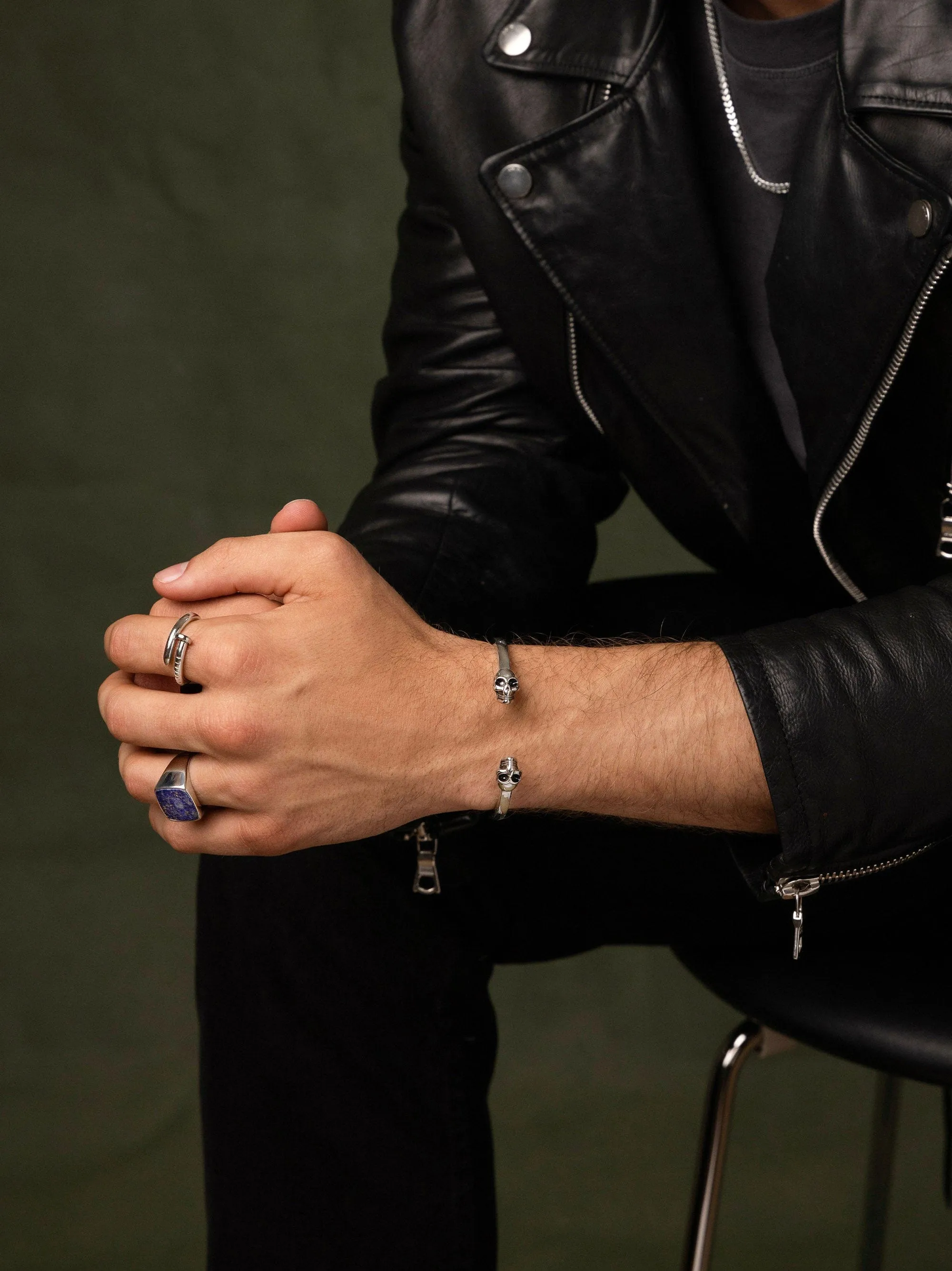 Men's Silver Skull Bangle