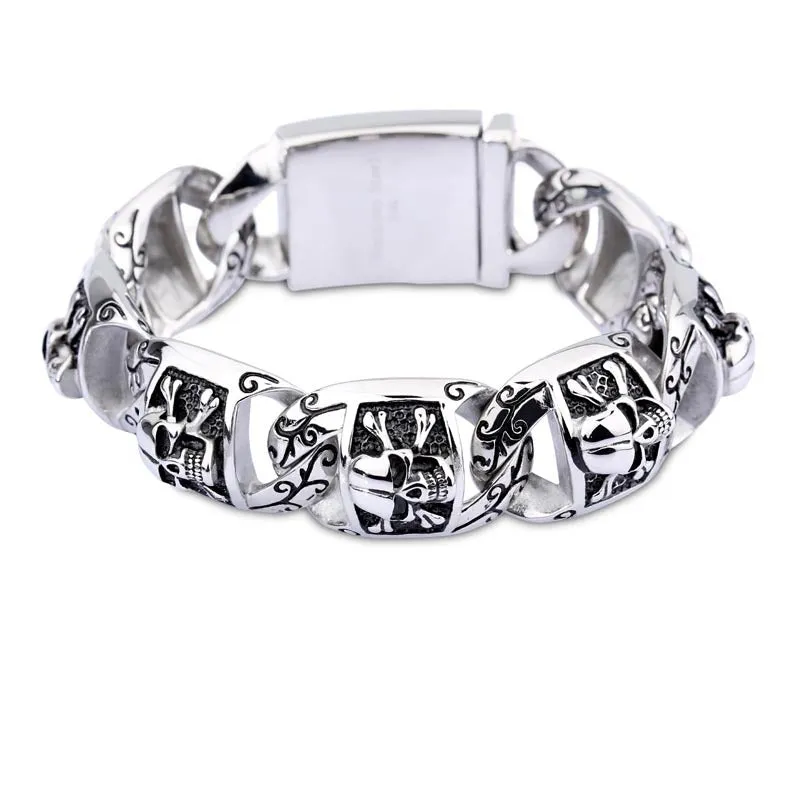 Men's Titanium Steel Skull Bracelet - European and American Hip-Hop Punk Style Jewelry