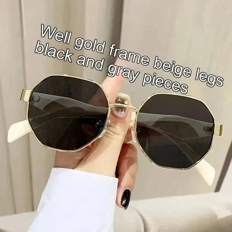 Modern Square Polygon Metal Sunglasses