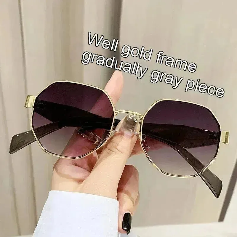 Modern Square Polygon Metal Sunglasses