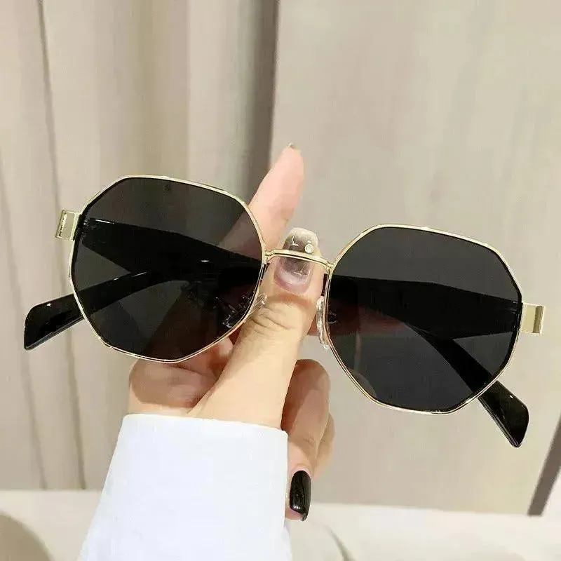 Modern Square Polygon Metal Sunglasses