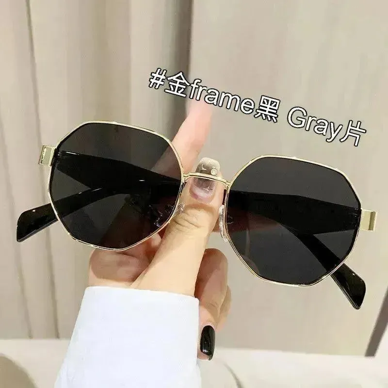 Modern Square Polygon Metal Sunglasses