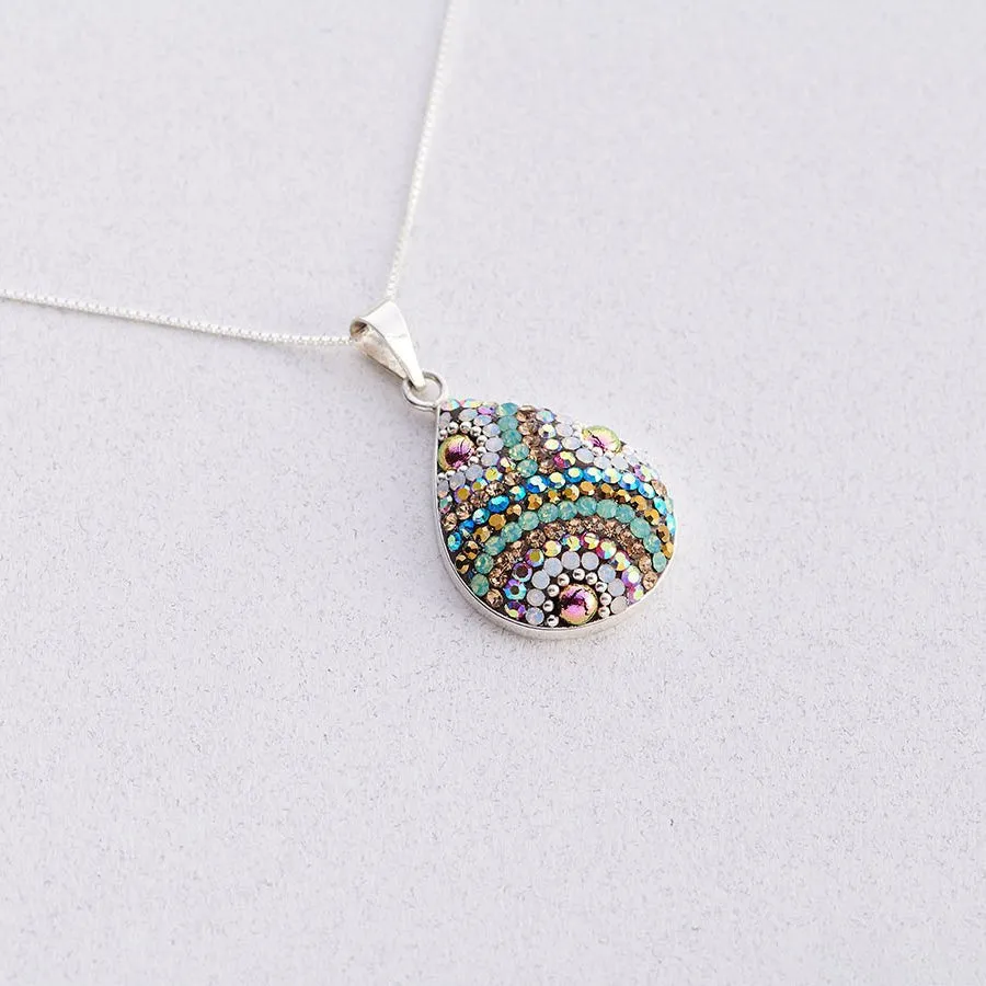 Mosaic Crystal Pendant Necklace, Teardrop