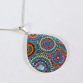 Mosaic Crystal Pendant Necklace, Teardrop