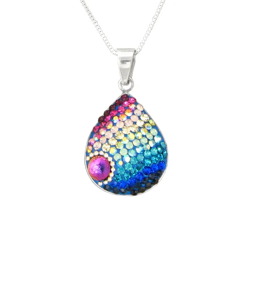 Mosaic Crystal Pendant Necklace, Teardrop