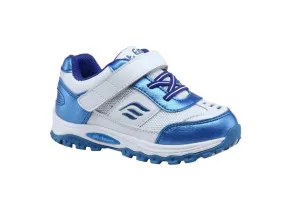 Mt. Emey 3301-6L White/Navy Blue  - Children Straight Last Athletic Shoes with Elastic Laces