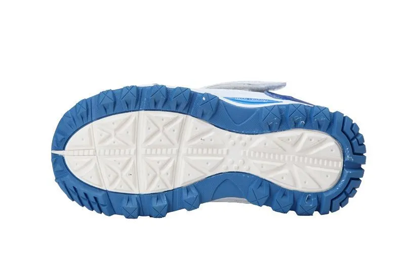 Mt. Emey 3301-6L White/Navy Blue  - Children Straight Last Athletic Shoes with Elastic Laces