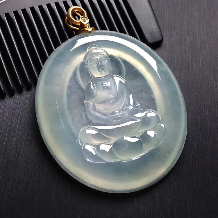 Natural Jade Pendant Jadeite Buddha Pendant PT379