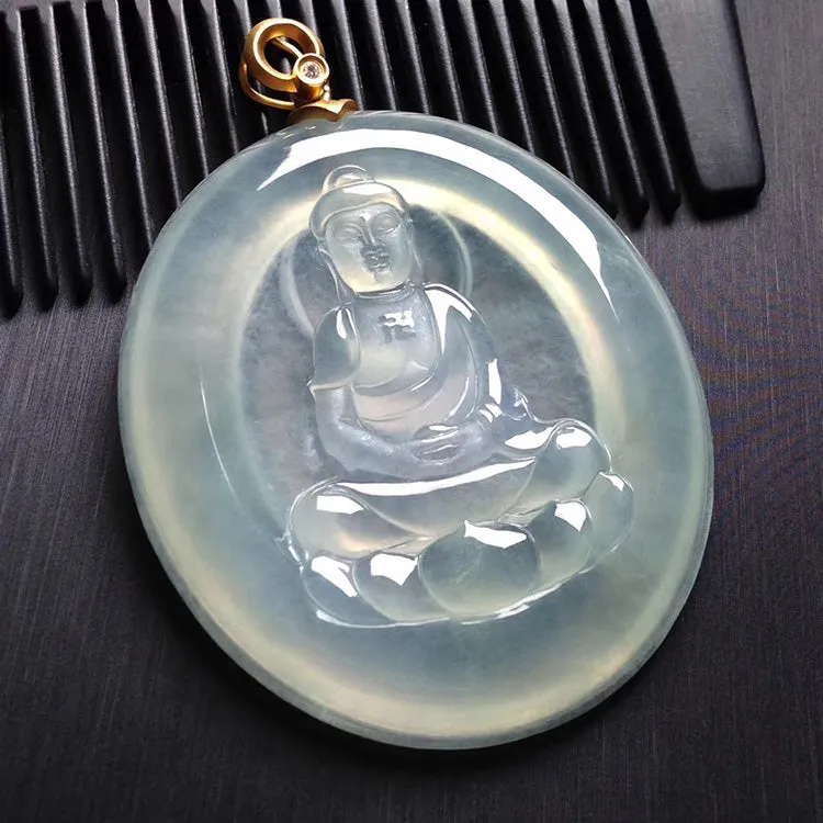 Natural Jade Pendant Jadeite Buddha Pendant PT379