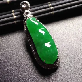 Natural Jade Pendant Jadeite Gold Pendant PT374