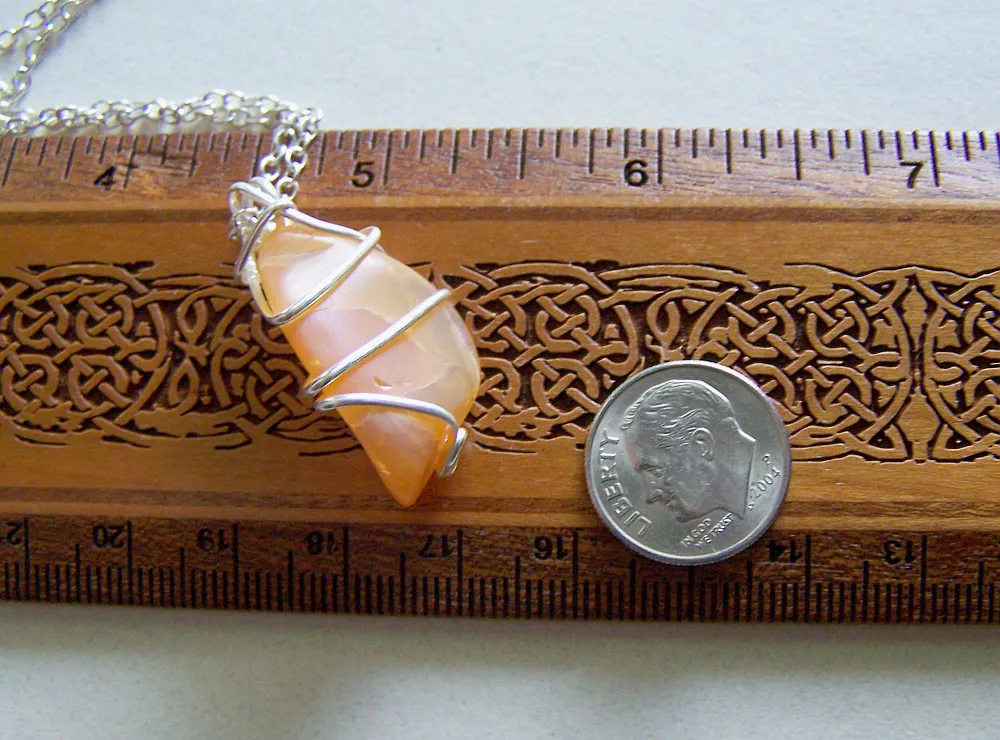 Natural Polished Orange Fire Opal Gemstone Pendant Necklace