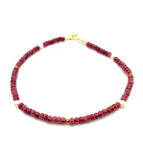 Natural Ruby and Freshwater Pearls Choker Necklace