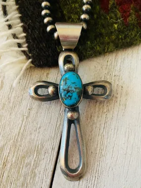 Navajo Sterling Silver & Turquoise Cross Pendant