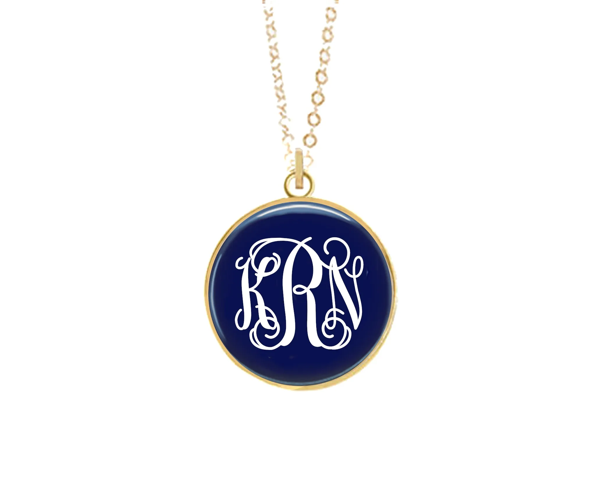 Navy Monogram Necklace