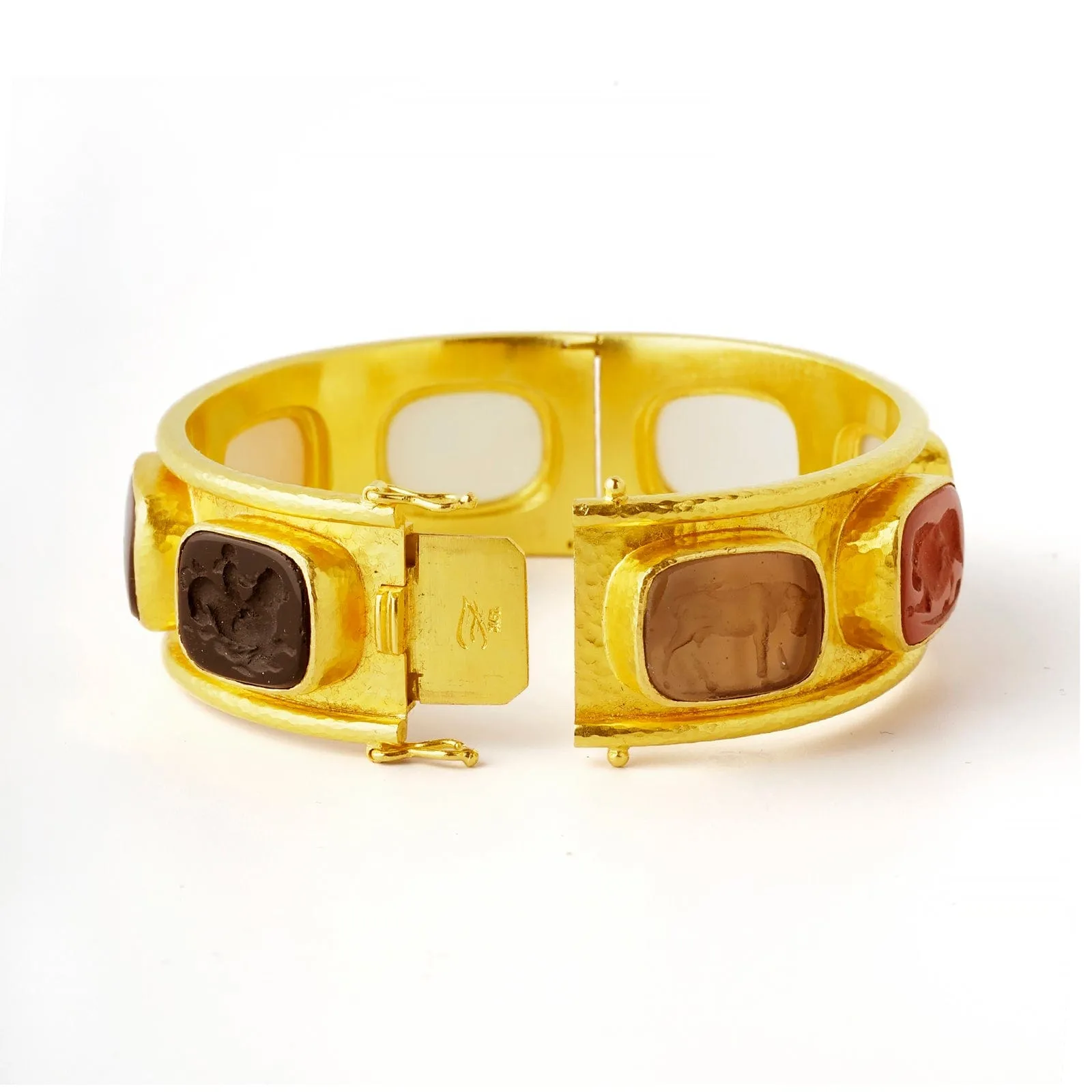 Neutral 'Antique Animals' Flat Narrow Bangle