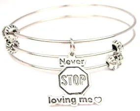 Never Stop Loving Me Triple Style Expandable Bangle Bracelet