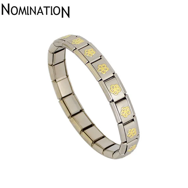 New Trend Among Western Vintage 2017 Men's Classic Stainless Steel Bracelet Titanium Steel Gold Flower Bracelet Stainless Steel