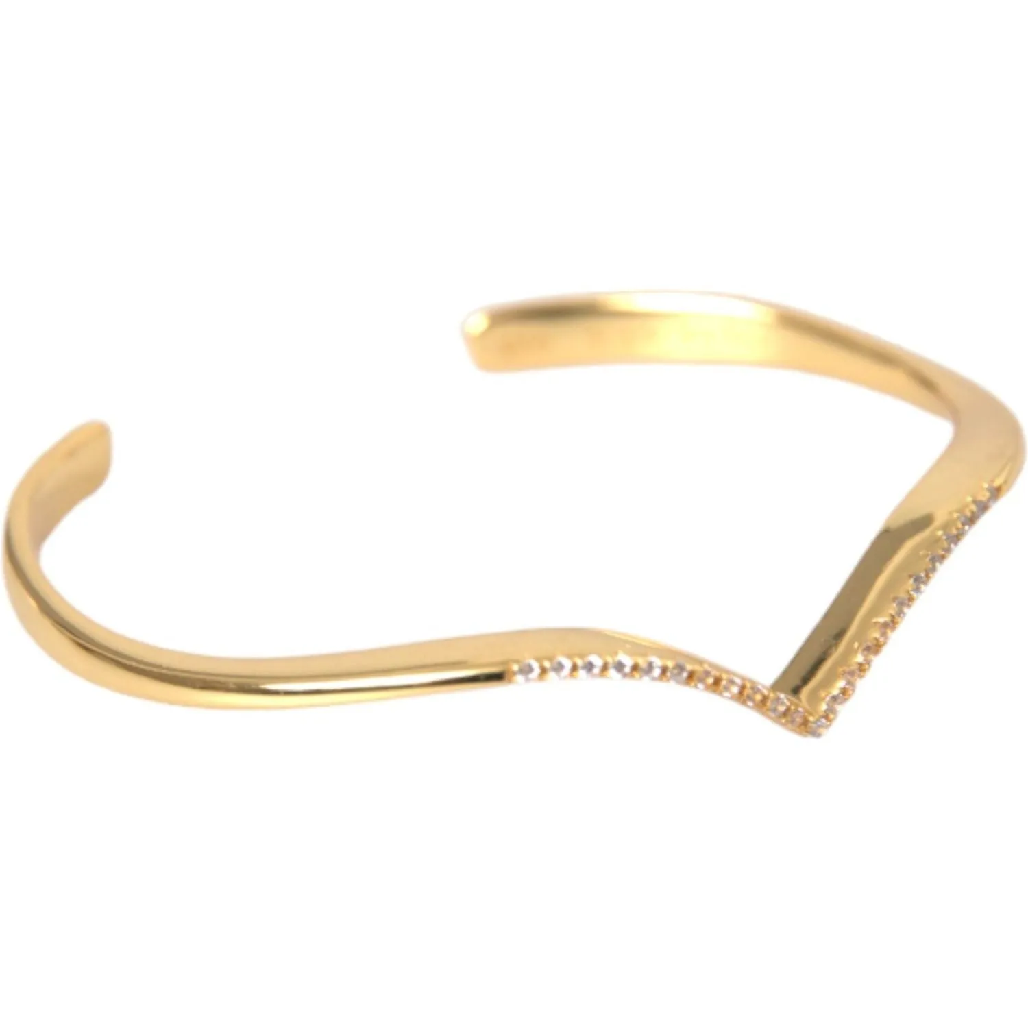 Nialaya Arched Wing Cuff Skyfall Gold CZ 925 Bracelet