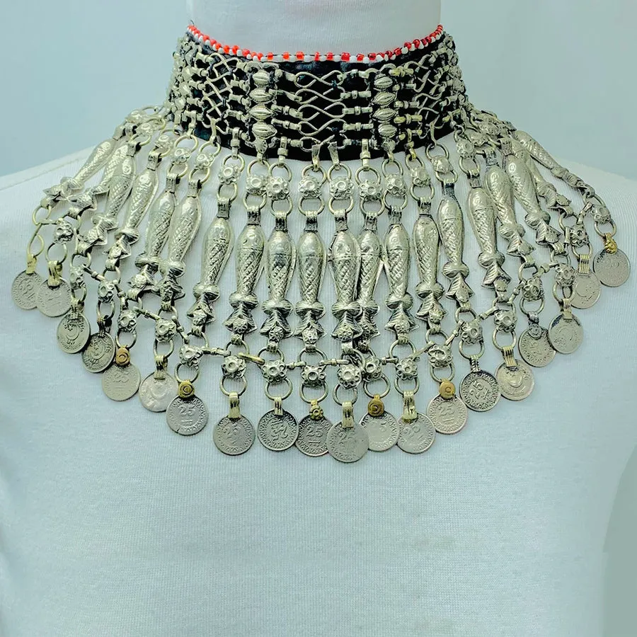 Nomadic Gypsy Necklace With Fish Motifs and Coins