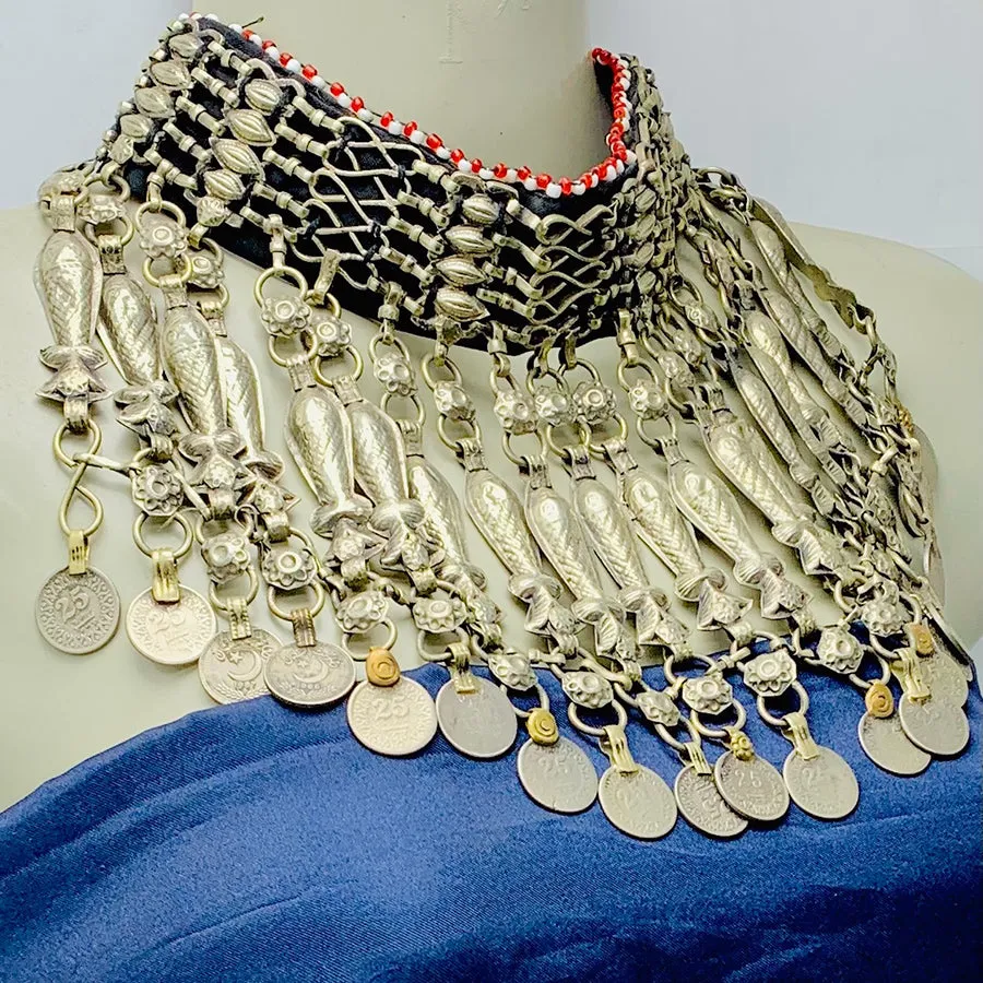 Nomadic Gypsy Necklace With Fish Motifs and Coins