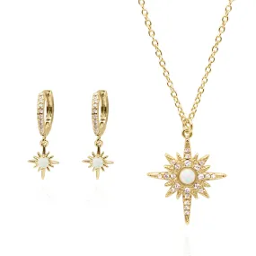 North Star Gift Set | Earrings & Necklace | 18k Gold Plated