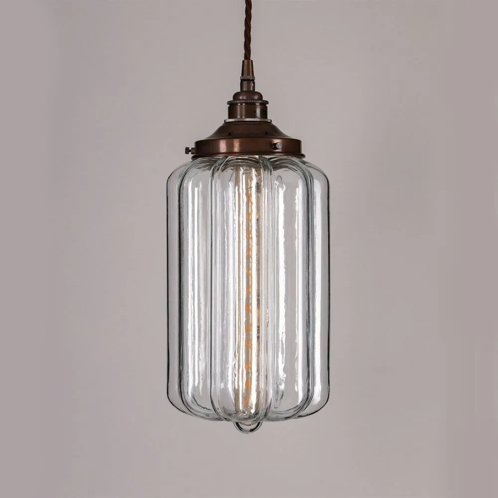 Old School Electric Ellington Pendant Light, Clear Glass