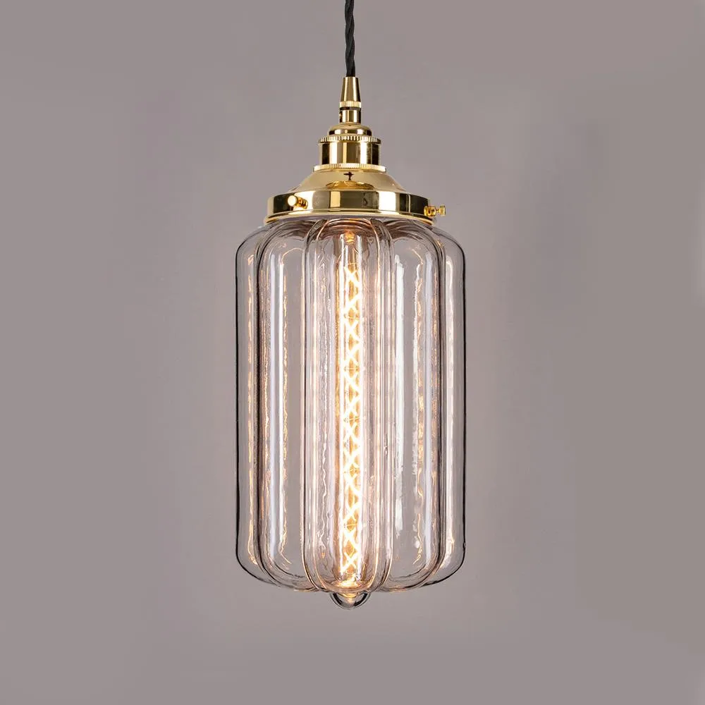 Old School Electric Ellington Pendant Light, Clear Glass