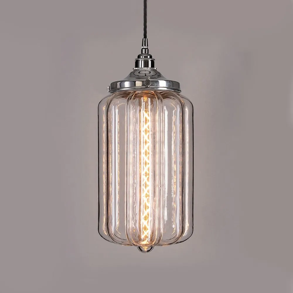 Old School Electric Ellington Pendant Light, Clear Glass