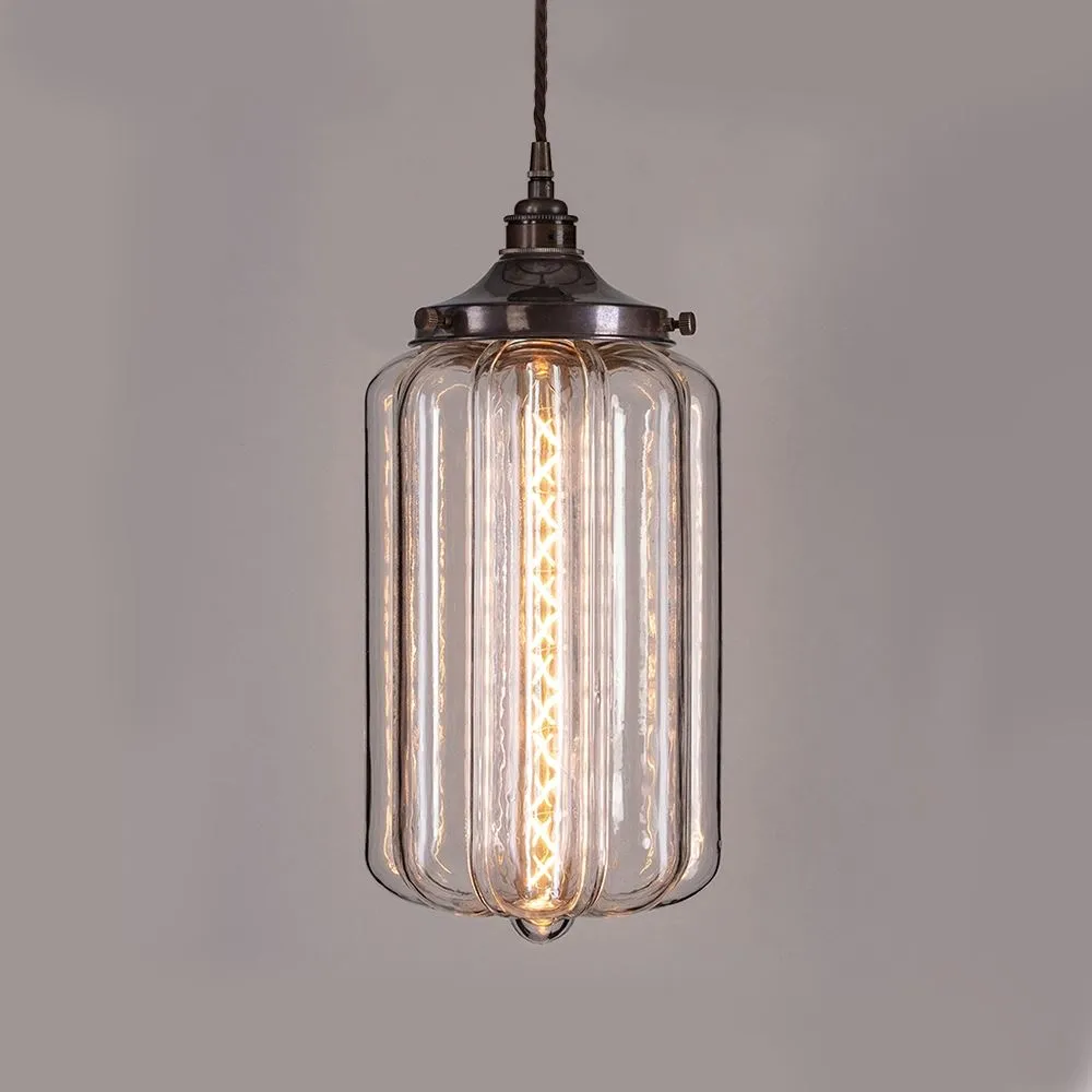 Old School Electric Ellington Pendant Light, Clear Glass