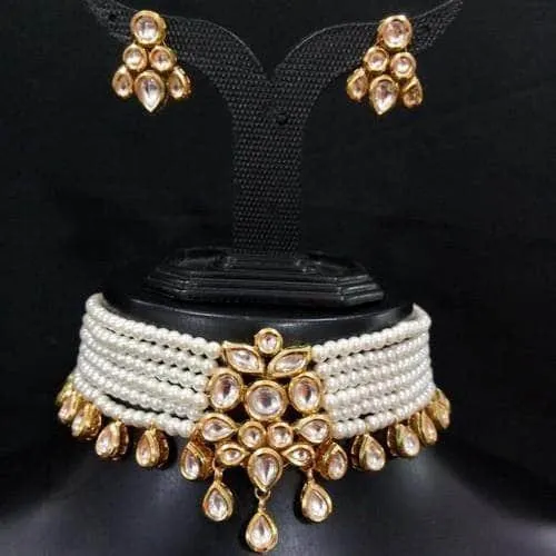 Onex Kundan Choker Necklace Set With Drops