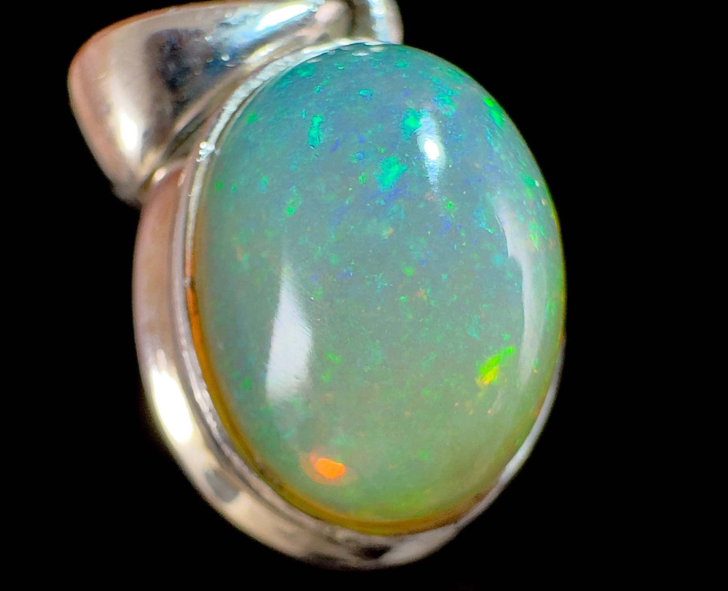 OPAL Pendant - Pinfire, Sterling Silver - Birthstone Jewelry, Opal Cabochon Necklace, Welo Opal, 54386