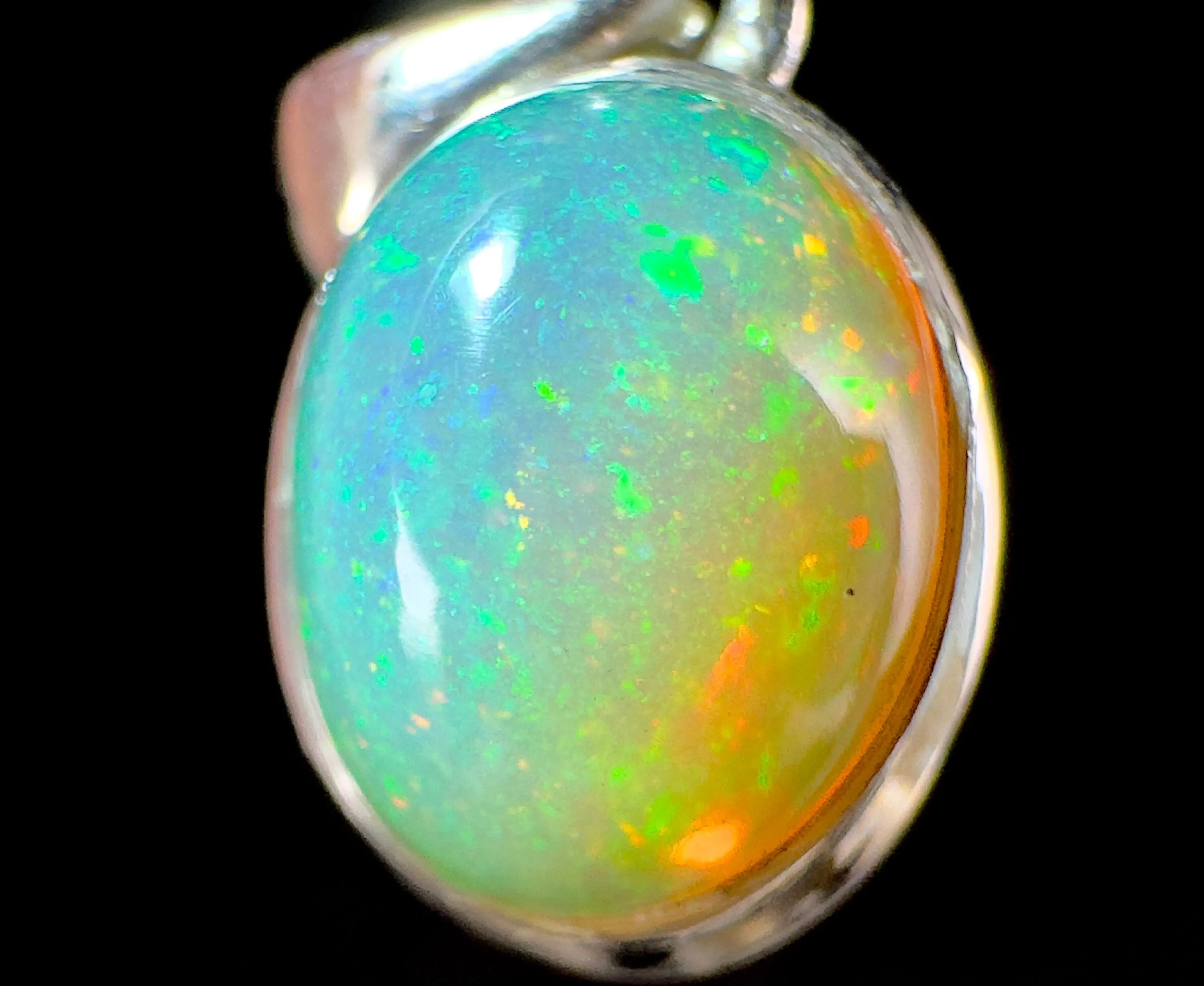 OPAL Pendant - Pinfire, Sterling Silver - Birthstone Jewelry, Opal Cabochon Necklace, Welo Opal, 54386