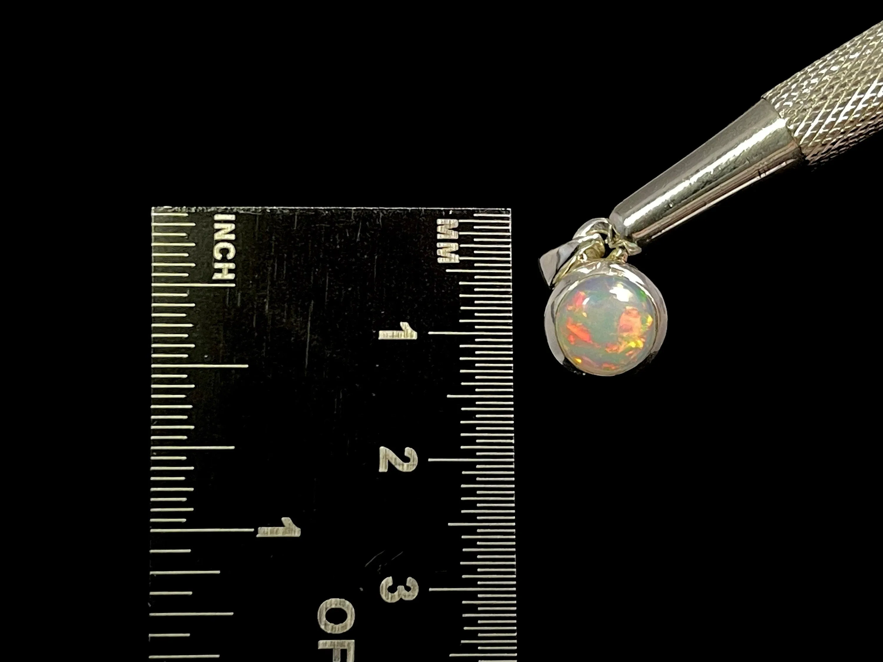 OPAL Pendant - Sterling Silver, 8mm Round Cabochon - Opal Necklace, Birthstone Necklace, Opal Jewelry, Welo Opal, 49112