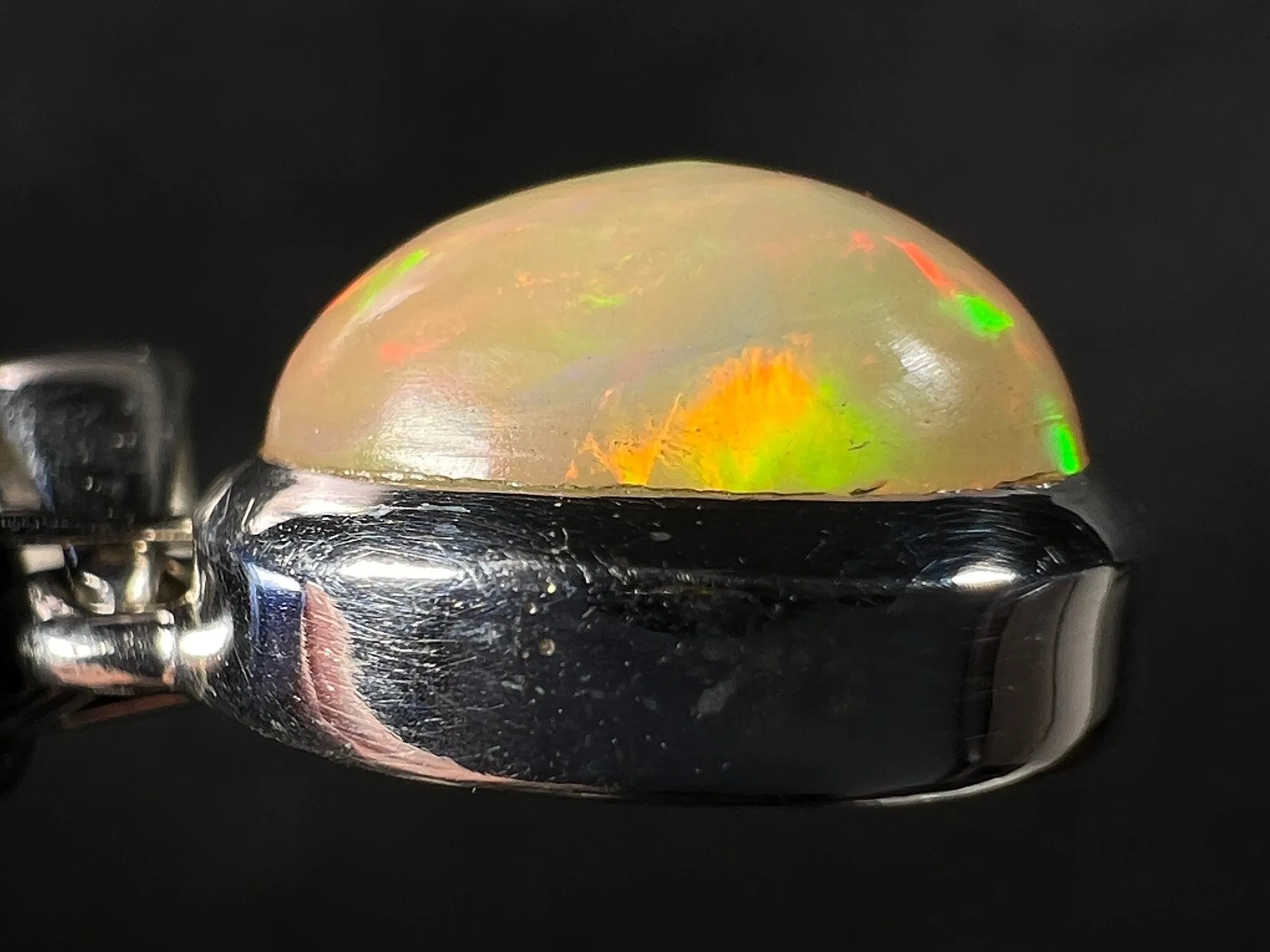 OPAL Pendant - Sterling Silver, 9x11mm Oval Cabochon - Birthstone Jewelry, Opal Cabochon Necklace, Welo Opal, 50946